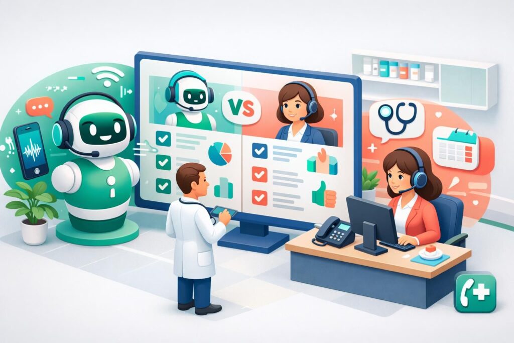 découvrez notre comparatif objectif en 2026 entre le callbot médical et la secrétaire humaine, analysant leurs avantages, limites et impacts sur la gestion des rendez-vous médicaux.