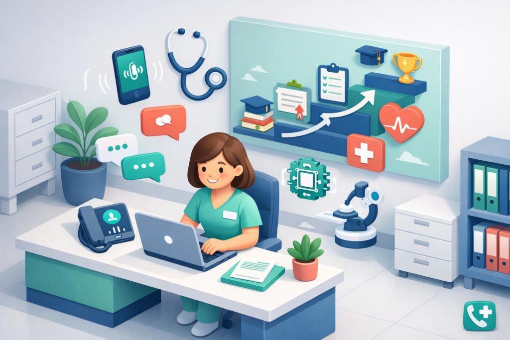 découvrez les perspectives d'évolution de carrière pour les secrétaires médicales en 2026, les compétences requises et les opportunités dans le secteur de la santé.