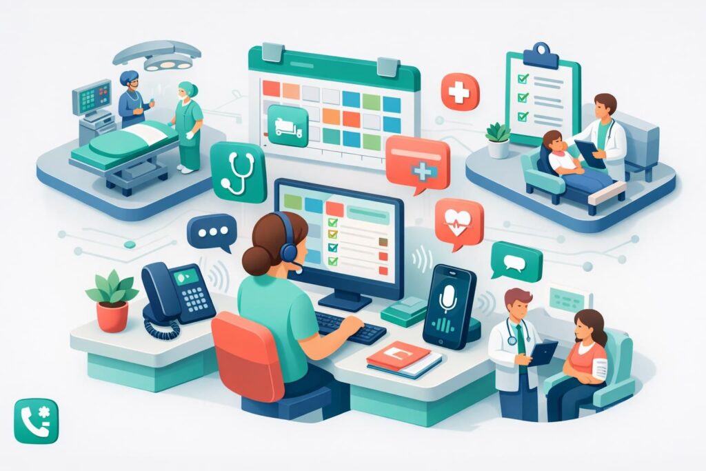service de télésecrétariat spécialisé pour chirurgiens : gestion efficace de la coordination des blocs opératoires et suivi post-opératoire personnalisé.