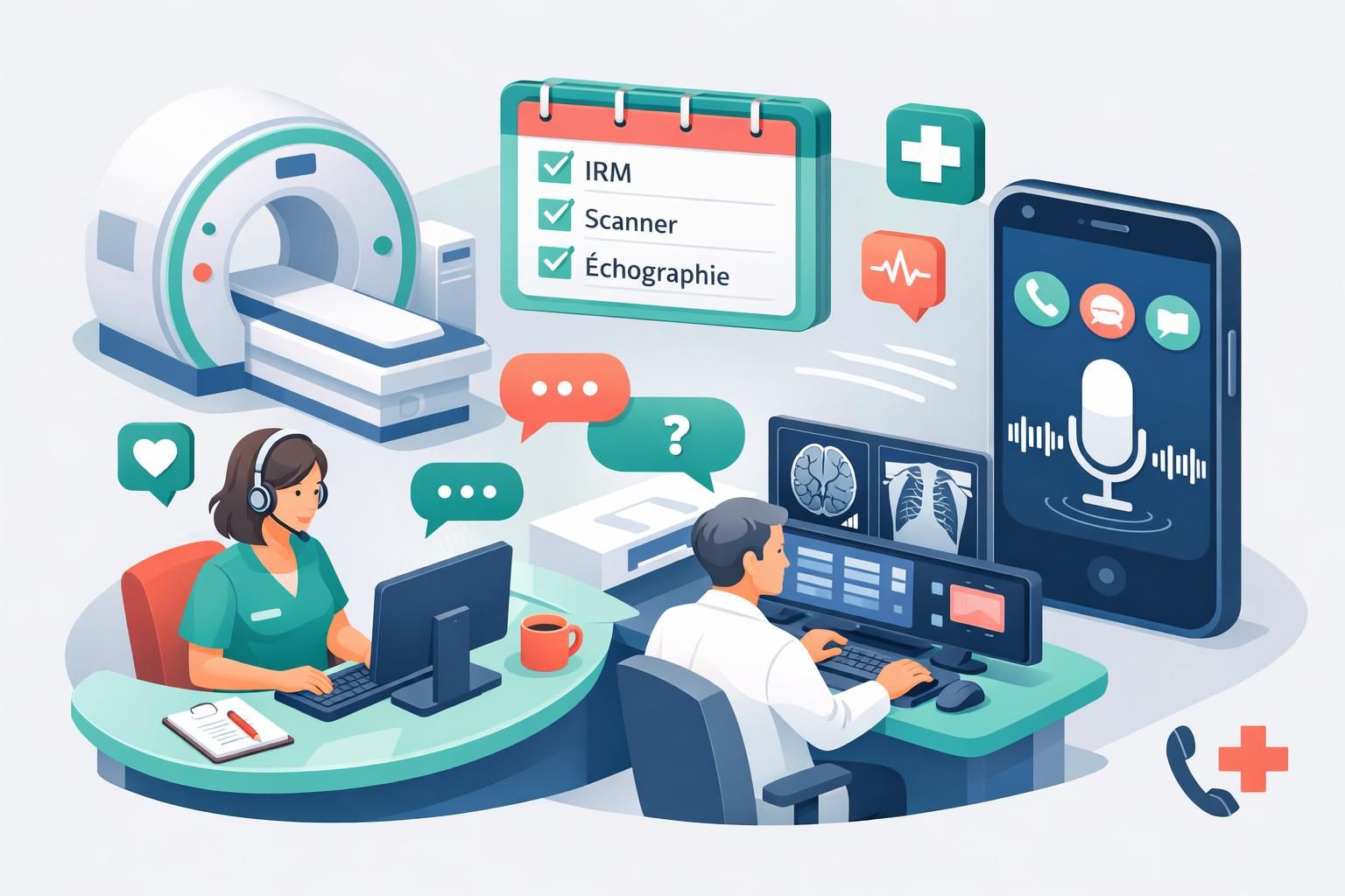 assurez une permanence téléphonique efficace en imagerie médicale pour gérer les examens spécialisés avec professionnalisme et réactivité.